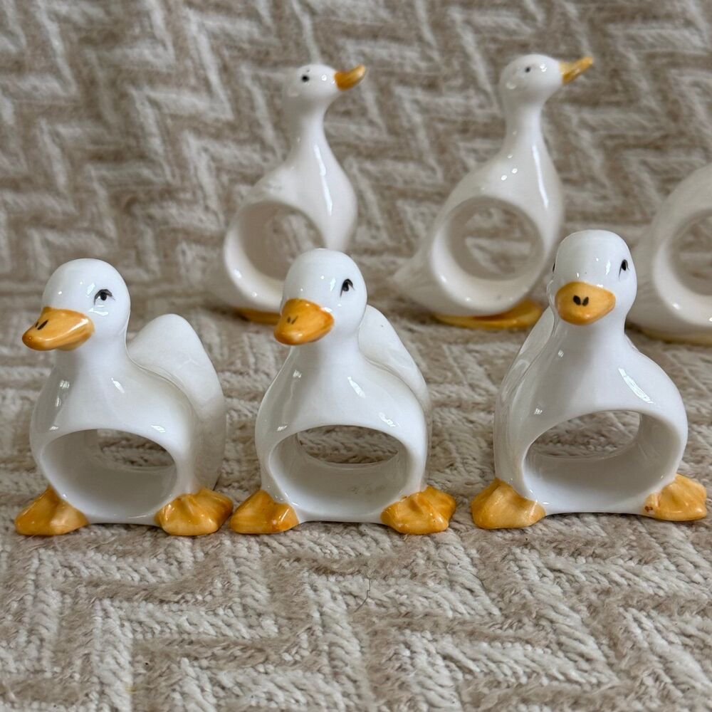 Vintage Bone China Duck Goose Napkin Rings Set of 6 - Picture 6 of 7
